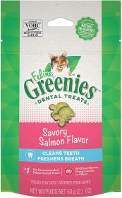 2.5 oz Greenies Feline Natural Dental Treats Tempting Salmon Flavor
