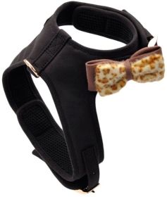 Coastal Pet Accent Microfiber Dog Harness Mod Black with Leopard Bow (size: X-Small - 1 count)