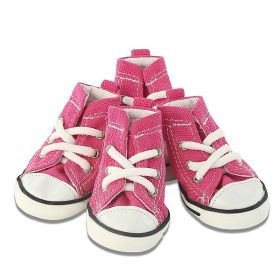 Pet Shoes Denim Canvas Breathable And Comfortable (Option: Denim Shoes Pink-No 3)
