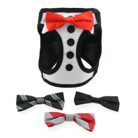 American River Ultra Choke Free Dog Harness - Tuxedo with 4 Interchangeable Bows (size: XX-Small)