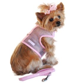 Cool Mesh Dog Harness with Leash - Solid Pink (size: X-Small)