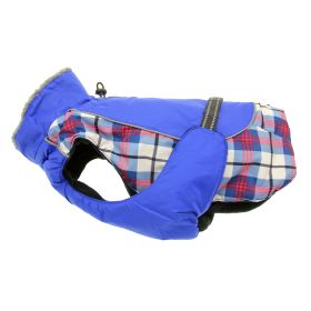 Alpine All-Weather Dog Coat - Royal Blue Plaid (size: X-Large)