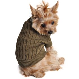 Combed Cotton Cable Knit Dog Sweater - Herb Green (size: X-Large)