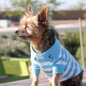 Striped Dog Polo - Blue Niagara and White (size: 3X-Large)