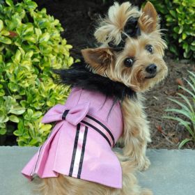 Wool Fur-Trimmed Dog Harness Coat - Pink (size: X-Large)