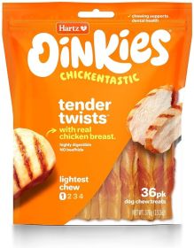Hartz Oinkies Chickentastic Tender Twists for Dogs (size: 108 count (3 x 36 ct))