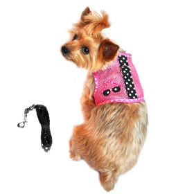 Cool Mesh Dog Harness Under the Sea Collection - Sunglasses Pink and Black Polka Dot (size: large)