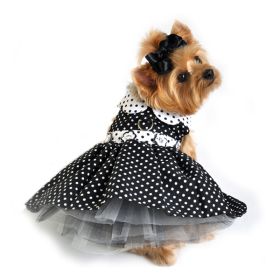 Polka Dot Dog Dress - Black and White (size: large)