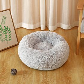 Pet Kennel Plush Long Wool (Option: Light Gray-80cm1200k)
