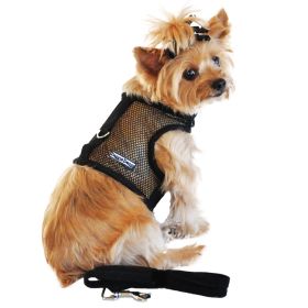 Cool Mesh Dog Harness with Leash - Solid Black (size: small)