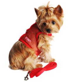Cool Mesh Dog Harness with Leash - Solid Red (size: small)