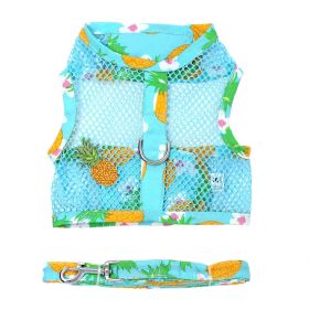 Cool Mesh Dog Harness with Leash - Pineapple Luau (size: small)