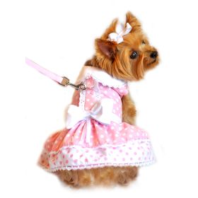 Polka Dot and Lace Dog Dress Set with Leash - Pink (size: medium)