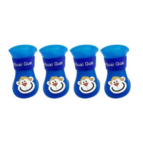 Cartoon Pet Boots Silicone Waterproof Non-slip Soft Bottom Summer Cat Supplies (Option: Blue-L)