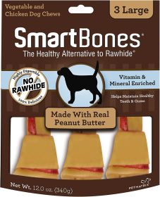 SmartBones Rawhide Free Peanut Butter Bones Large (size: 9 count (3 x 3 ct))